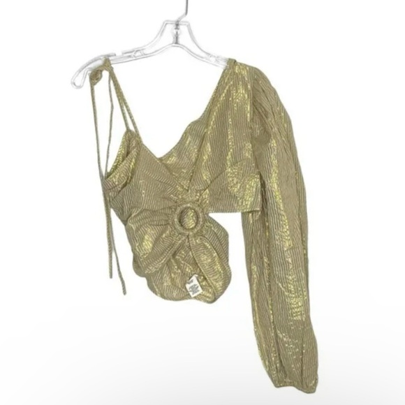 Jen's Pirate Booty Twentynine Palms One Shoulder Cutout Stripe Top Size Large - Picture 2 of 8